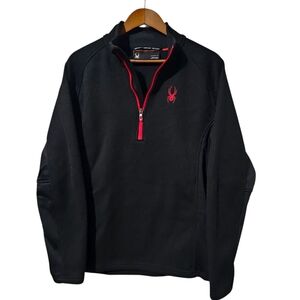 Spyder Outbound Fleece-Lined Half Zip Pullover – Black w/ Red Detail Sz L